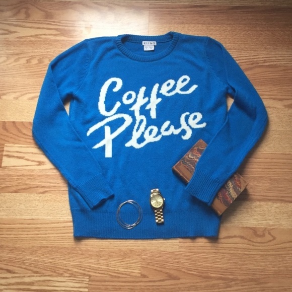 KLING Coffee Please Blue Long-Sleeved Sweater - Picture 3 of 5